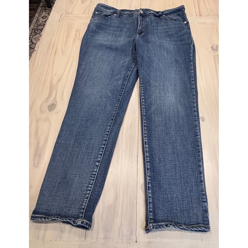 Seven7 Women's Plus Size 22 Straight Leg Jeans Blue Medium Wash Stretch Denim